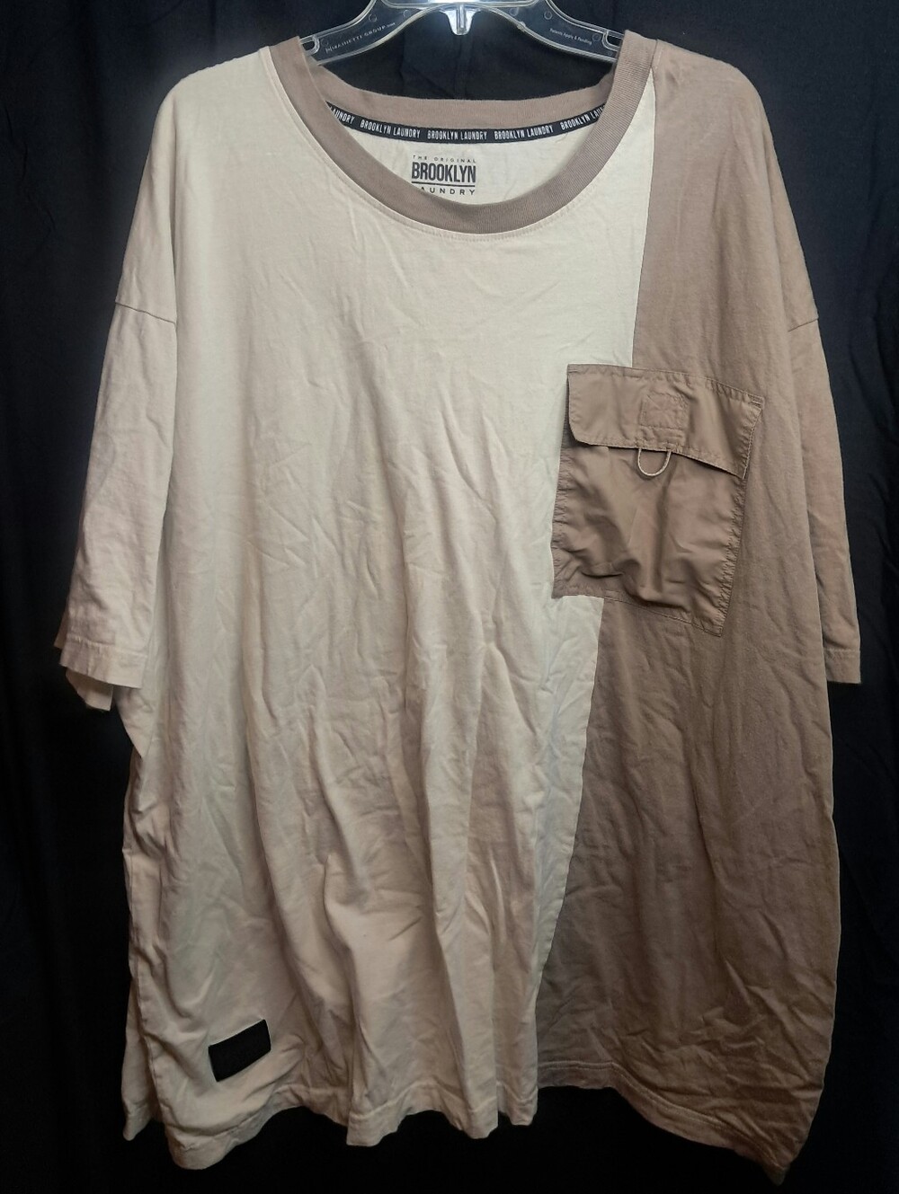 Brooklyn Laundry Men's Relaxed Fit Two-Tone Crewneck Shirt - Cream and Tan